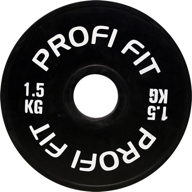 Диск для штанги каучуковый, черный D51 мм PROFI-FIT 1,5 кг