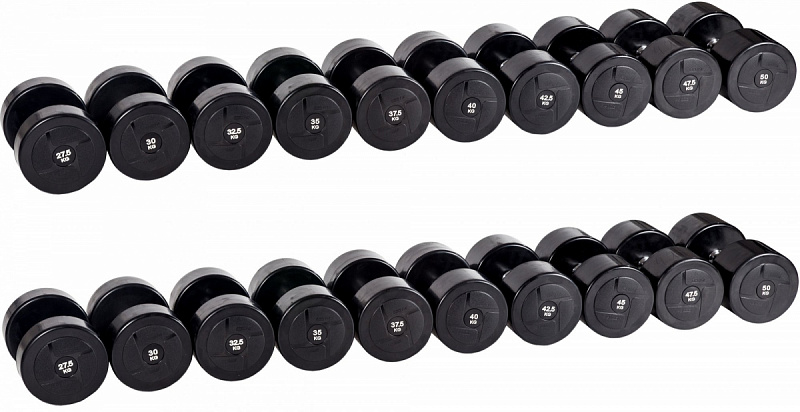 Гантельный ряд Profi-Fit Professional 27,5 кг - 50 кг (10 пар), шаг 2,5 кг