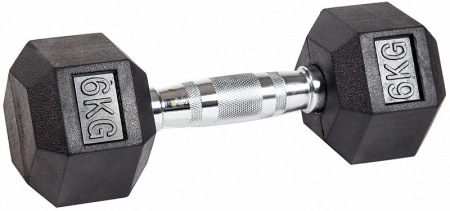 Гантель гексагональная обрезиненная PROFI-FIT 6 кг