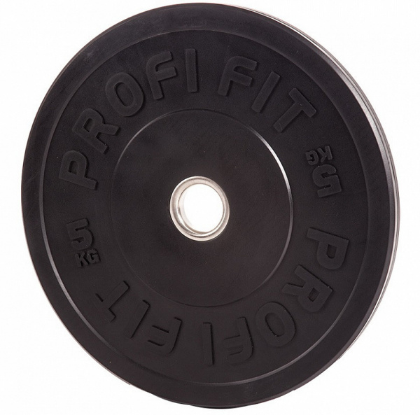Диск для штанги каучуковый, черный D51 мм PROFI-FIT 5 кг